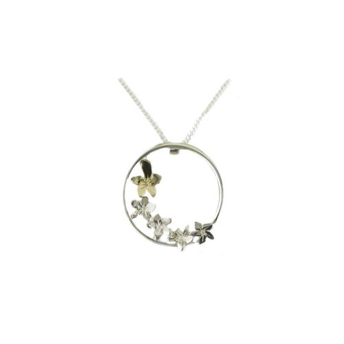 Burren Collection Sterling Silver Burren Pendant with 9ct. Gold Flower