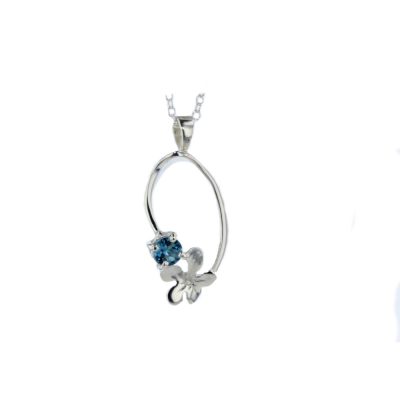 Burren Collection Sterling Silver Burren Pendant set with London Blue Topaz