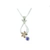 Burren Collection Silver Burren Pendant with Red Gold Gentian Flower and Iolite Stone