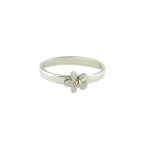 Burren Collection Sterling Silver Burren Flower Ring with Gold Bead