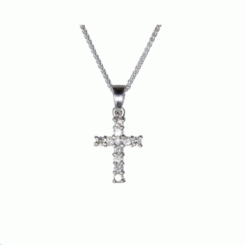 Jewellery 18ct. White Gold Cross with Diamonds