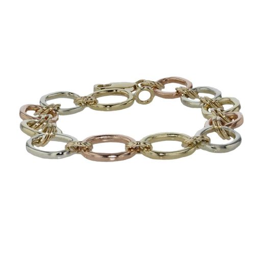 Bracelets 9ct. Handmade Yellow, White and Rose Gold Link Bracelet