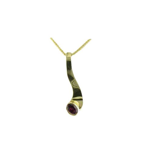 Jewellery 9ct. Yellow Pendant with Bezel Set Garnet