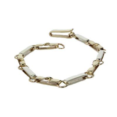 Jewellery 9ct. Handmade Yellow and White Gold Twist Link Bracelet