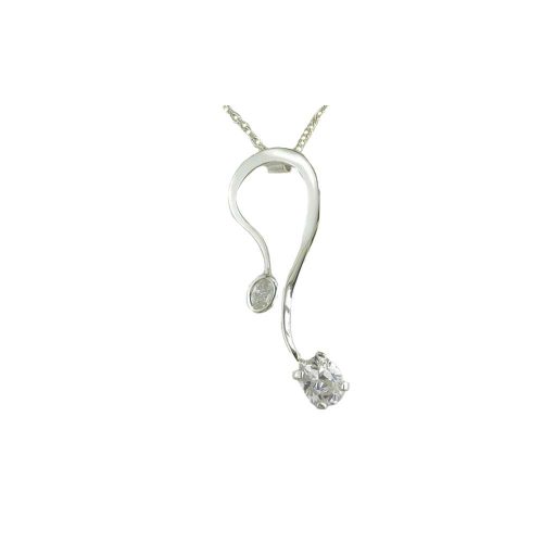 Jewellery Sterling Silver Pendant Set with 2 CZ Stones