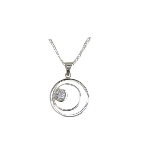 Jewellery Sterling Silver Circle of Life Pendant with Clear Zircon