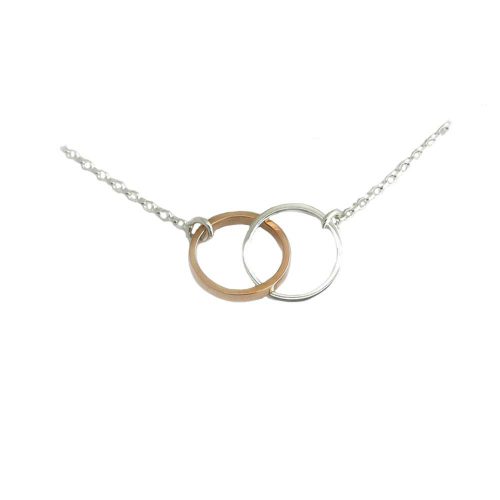 Jewellery Handmade Pendant Sterling Silver and Rose Gold Plated Interlocking Circles
