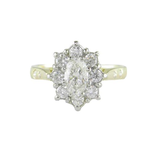 Diamond Rings 18ct. Gold Oval Cluster Ring