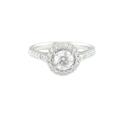 Diamond Rings Platinum Halo Cluster Ring