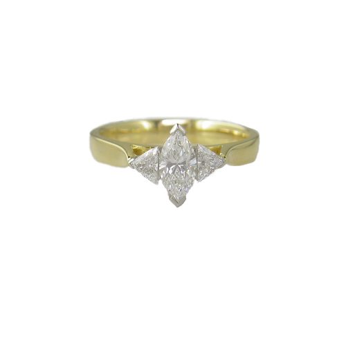 Diamond Rings 18ct. Yellow Gold Marquise and Trillion set Diamond Ring