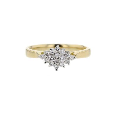 Diamond Rings 18ct. Yellow Gold Diamond Cluster with Platinum Setting
