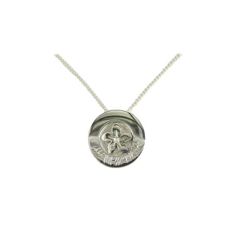 Burren Collection Sterling Silver Pendant with Ogham Writing and Burren Flower