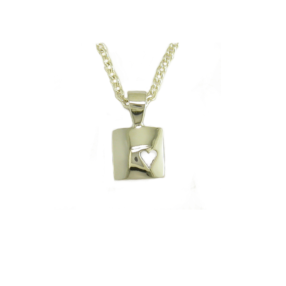 Silver Square Pendant with Carved Out Heart Gleeson Goldsmiths