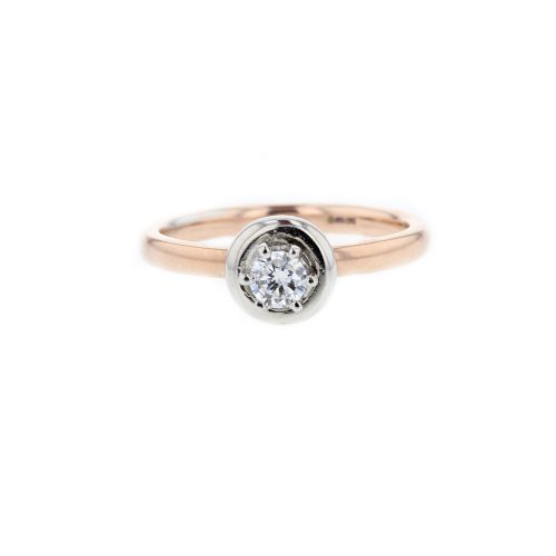 Diamond Rings 9ct. Red Gold Solitaire Ring