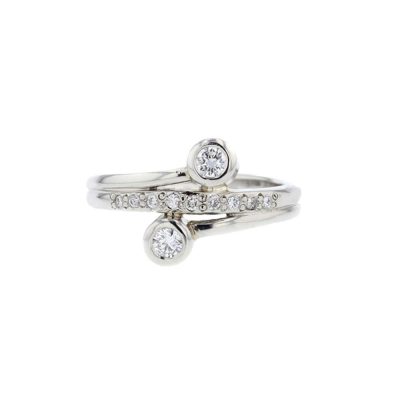 Diamond Rings Platinum Diamond Ring with Two Bezel Set Diamonds