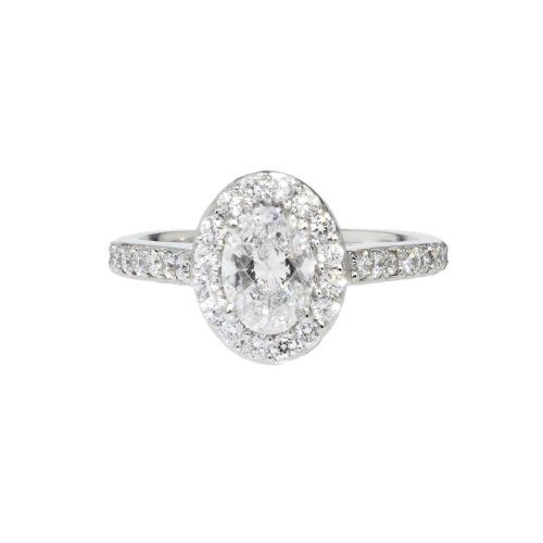 Diamond Rings Platinum Oval Diamond Cluster Ring