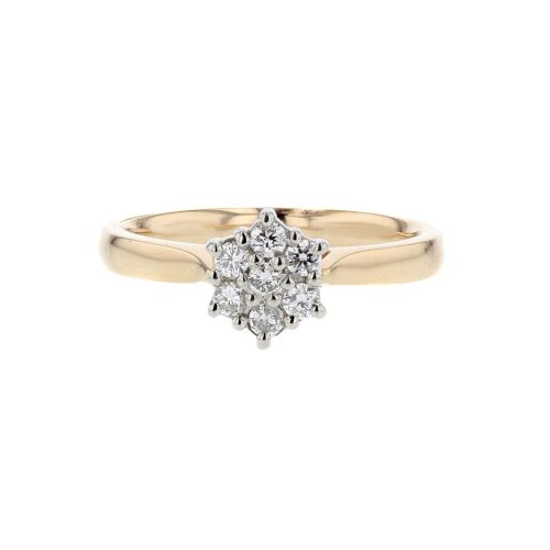 Diamond Rings 18ct. Red Gold Ring with Diamond Cluster