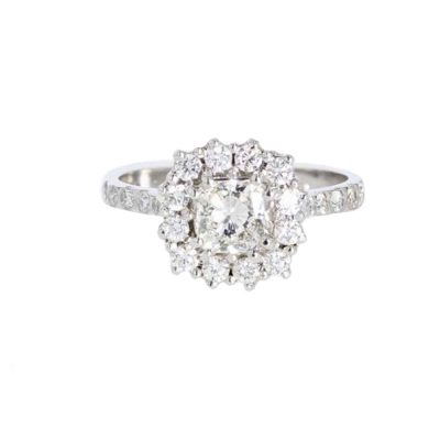 Engagement Carousel Radial Cut Diamond Cluster Ring in 18ct. White Gold