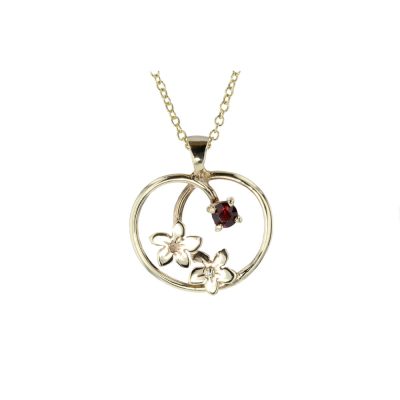 Burren Collection 9ct. Gold Apple Shaped Pendant with Burren Flowers