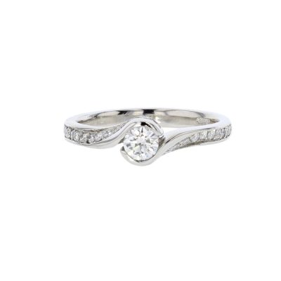 Diamond Rings Platinum Ring with Diamond Encrusted Shoulders