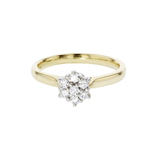 Diamond Rings 18ct. Yellow Gold Ring with Diamond Cluster