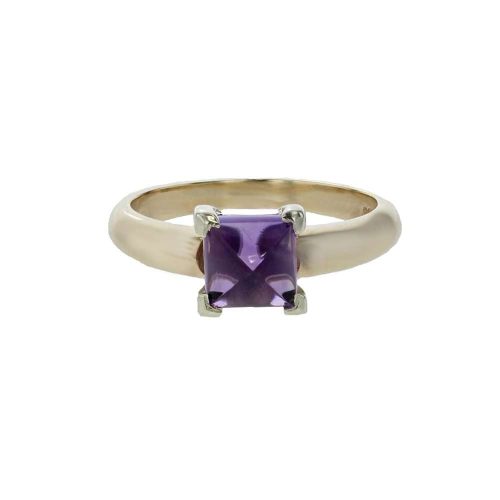 Jewellery 9ct. Gold Ring with Cabochon Cut Amethyst
