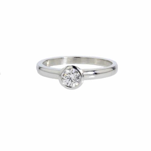 Diamond Rings Platinum Solitaire Bezel set Ring