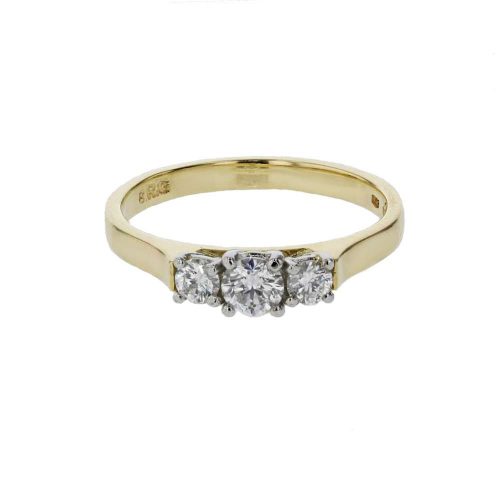 Diamond Rings 18ct. Yellow Gold, 3 Stone Diamond Ring