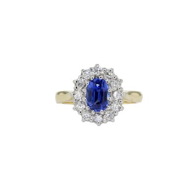 1.62ct Oval Sapphire and Diamond Cluster Ring