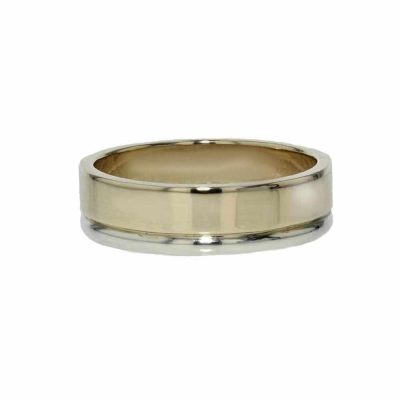 Gents Jewellery 9ct. Yellow Gold and White Gold Gents Wedding Ring