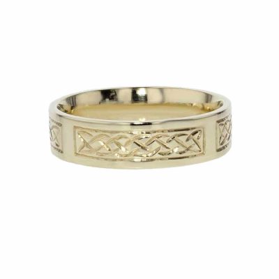 Gents Jewellery Hand Engraved 9ct. Yellow Gold Celtic Ring