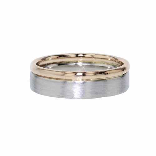 Wedding Rings for Him Platinum and Rose Gold Gents Wedding Ring
