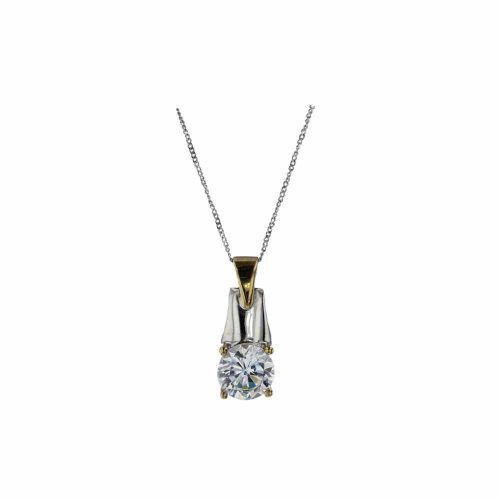 Jewellery White and Yellow Gold CZ Pendant