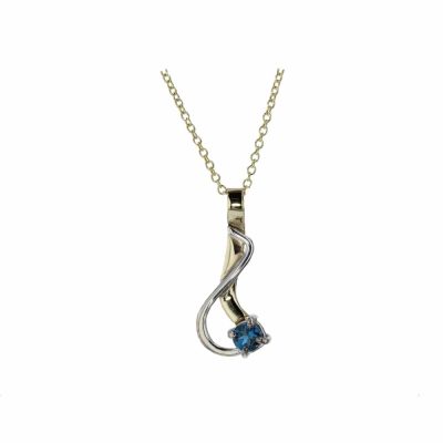 Gold Pendants White and Yellow Gold Blue Topaz Pendant