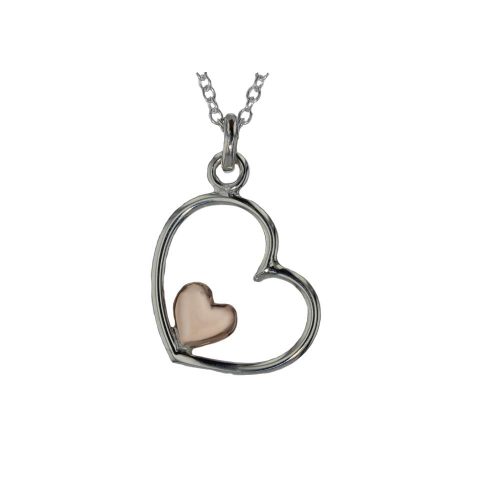 Jewellery Sterling Silver and Rose Gold Heart Pendant