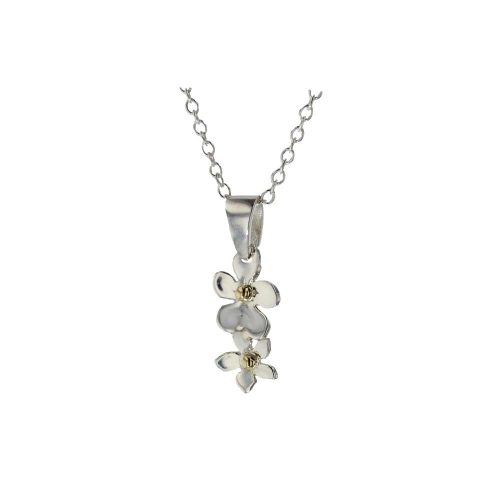 Burren Silver Pendants Burren Flower Pendant with 9ct. Gold Beads