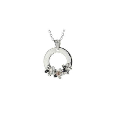 Sterling Silver Three Flower Burren Pendant