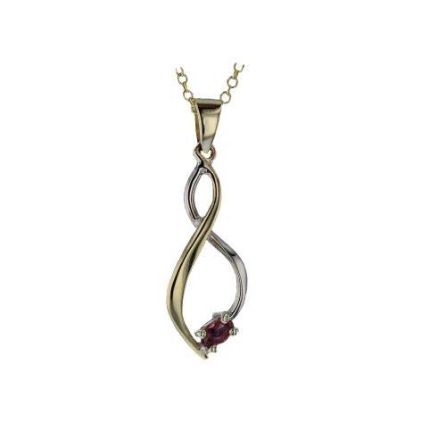 Gold Pendants 9ct. Yellow & White Gold Pendant with Pink Tourmaline