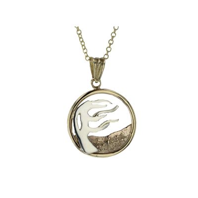 Burren Collection 9ct. Yellow and White Gold Windswept Burren Tree Pendant