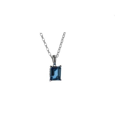 Gold Pendants Emerald Cut London Blue Topaz Pendant