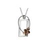 Burren Collection Silver Rectangular Pendant with Rose Gold Burren Flower