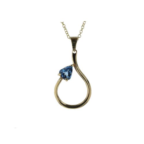 Jewellery 9ct. Gold Pendant with Trillion shaped Blue Topaz