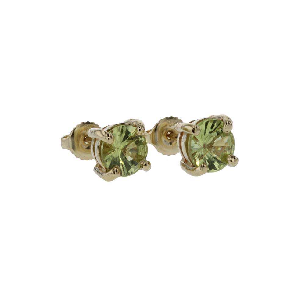 Peridot Stud Earrings in 14k White Gold (7mm)