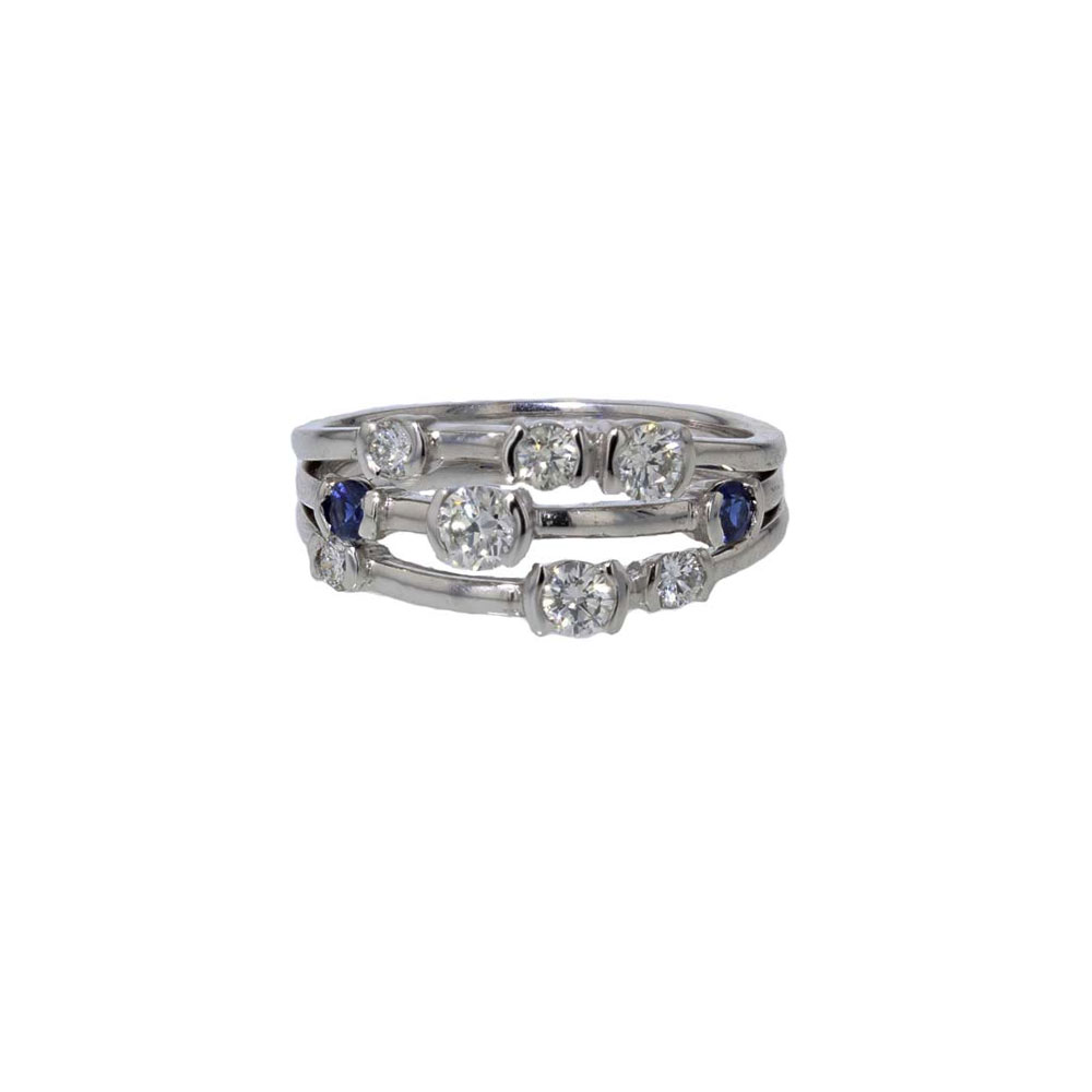 Dress Rings Sapphire and Diamond Multistone Stacking Ring