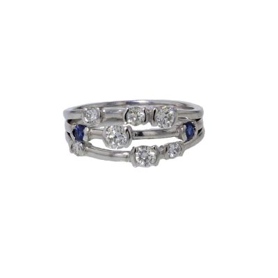 Dress Rings Sapphire and Diamond Multistone Stacking Ring