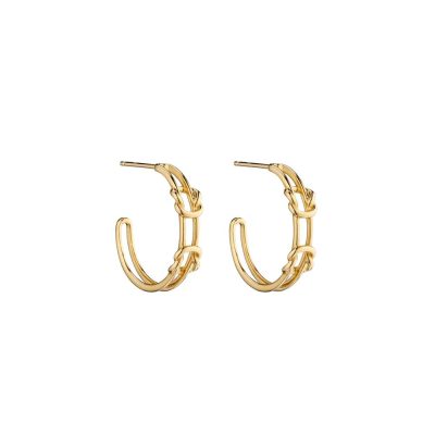 Earrings 9ct. Yellow Gold Double Parallel Knot Hoops