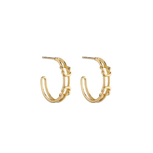 Jewellery 9ct. Yellow Gold Double Parallel Knot Hoops
