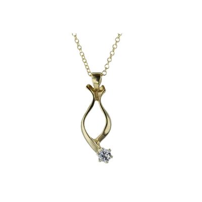 Gold Pendants 9ct. Gold Handforged Pendant with CZ