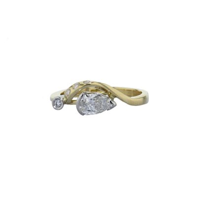 Bespoke 18ct. Yellow Gold Diamond Ring with Pear Shaped Diamond