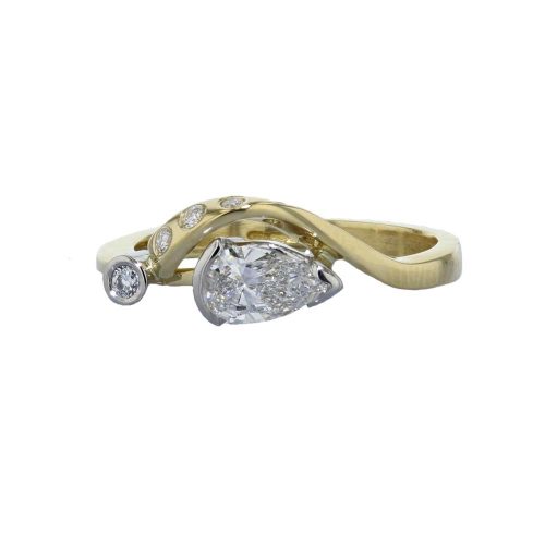 Diamond Rings 18ct. Yellow Gold Diamond Ring with Pear Shaped Diamond